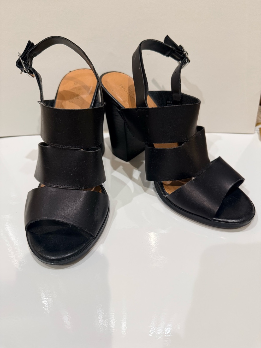 Urban Outfitters Black Triple-Strap Block Heel Sandals